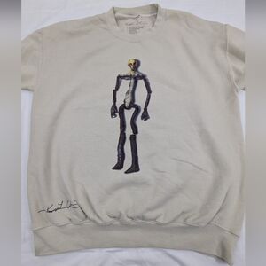 Kurt Cobain  Men's Original Unique Artwork Cream Colored Sweatshirt Size Medium